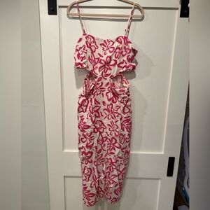 Mango Pink Floral Dress With Side Cutouts